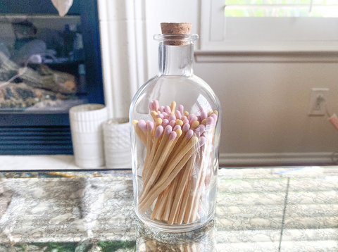 3" Safety Matches Glass Jar with Cork Top and Matches and Striker